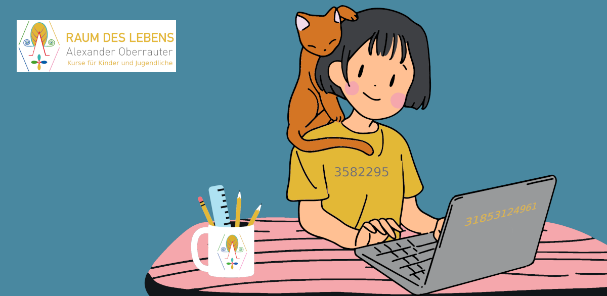 Kind und Katze am Computer